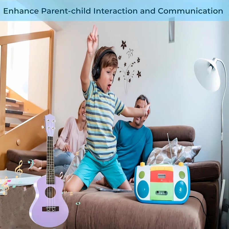 Jakeloo 21 Inch Carbon Fibre Kids Toddler Child Children Acoustic Guitar Ukulele Musical Instruments Ideal for 3-9 Year Old Boys Girls Gifts (Purple) - Image 3
